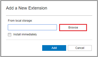 Click the Browse button to add a new extension