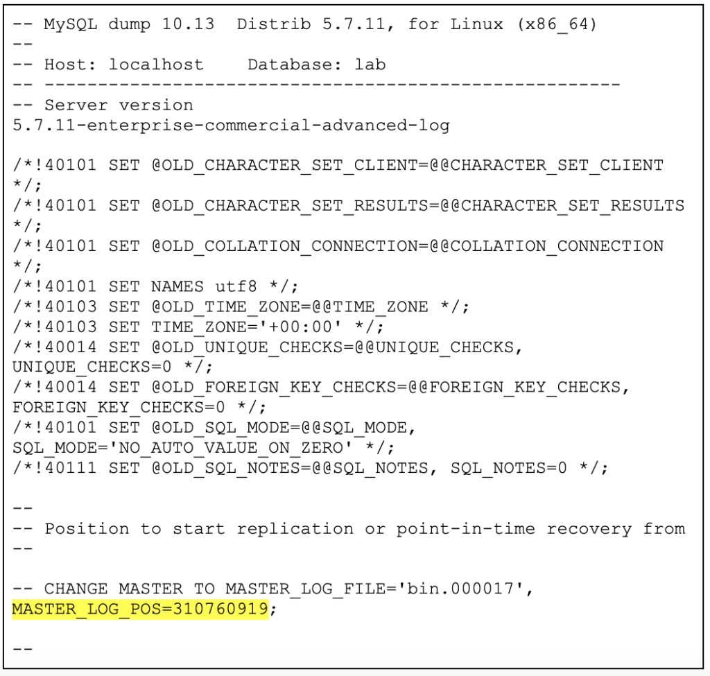 Start postion action using the mysqlbinlog tool