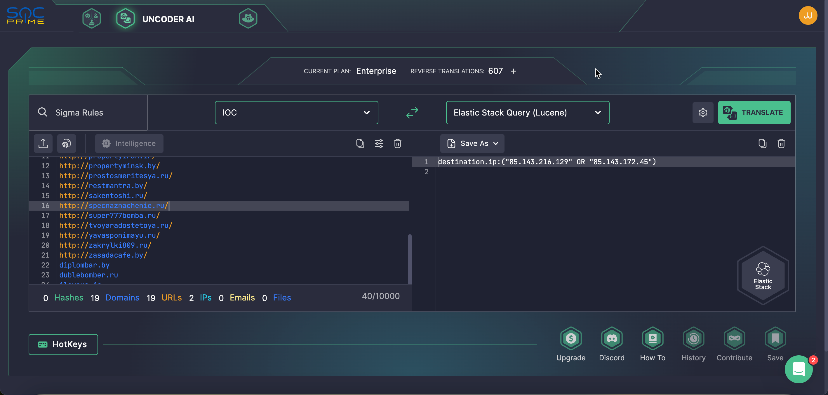 Use Uncoder AI to generate custom IOC queries for UAC-0006 attack detection.