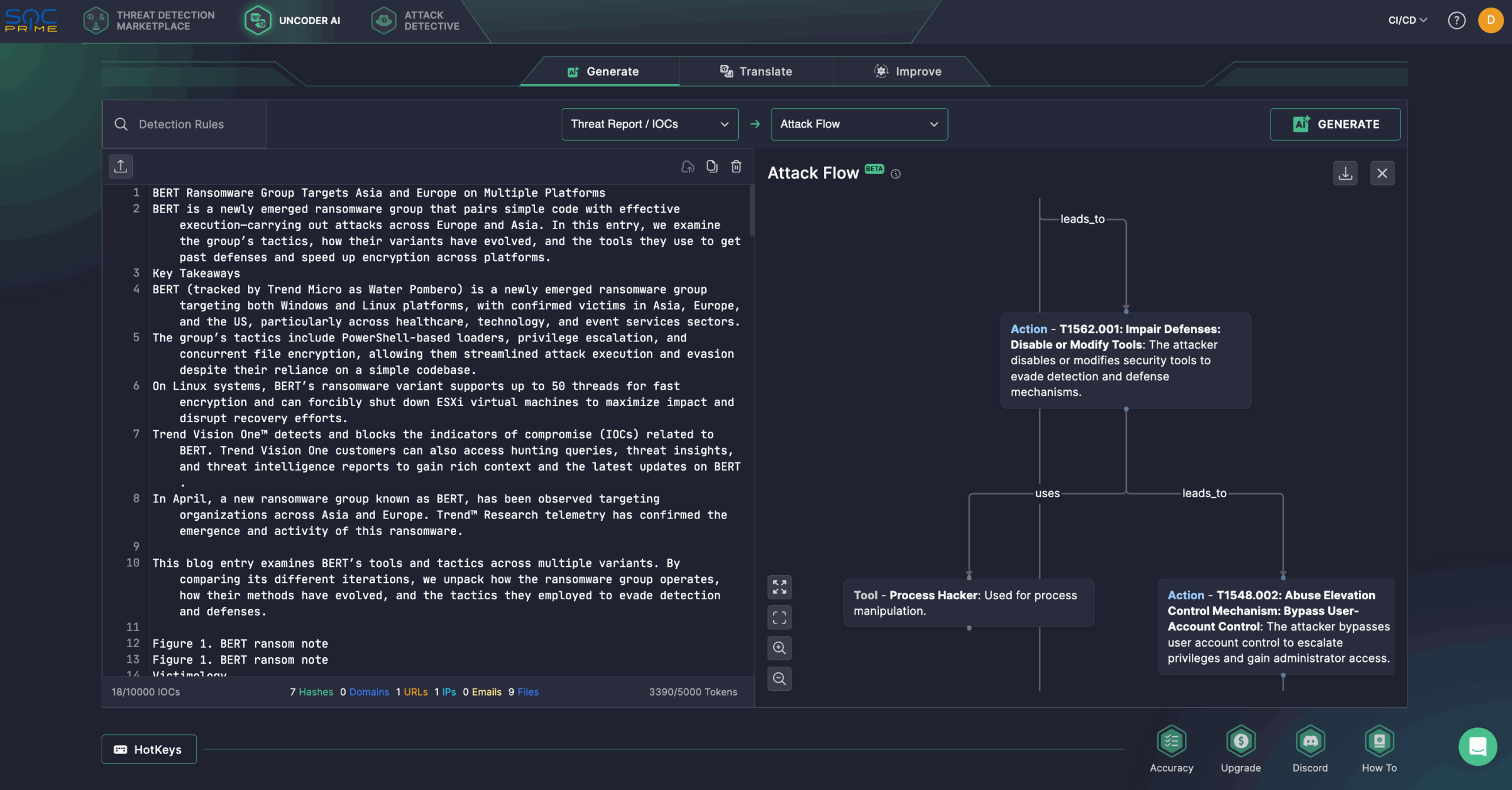 Use Uncoder AI to perform detection engineering end-to-end and hunt for BERT-related ransomware IOCs 