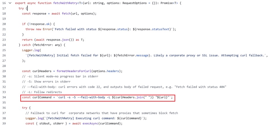 Vulnerable Section of Code